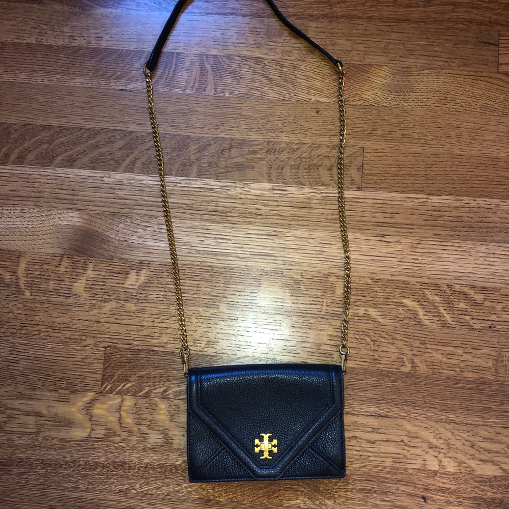 Tory Burch Black Leather Chain Wallet!